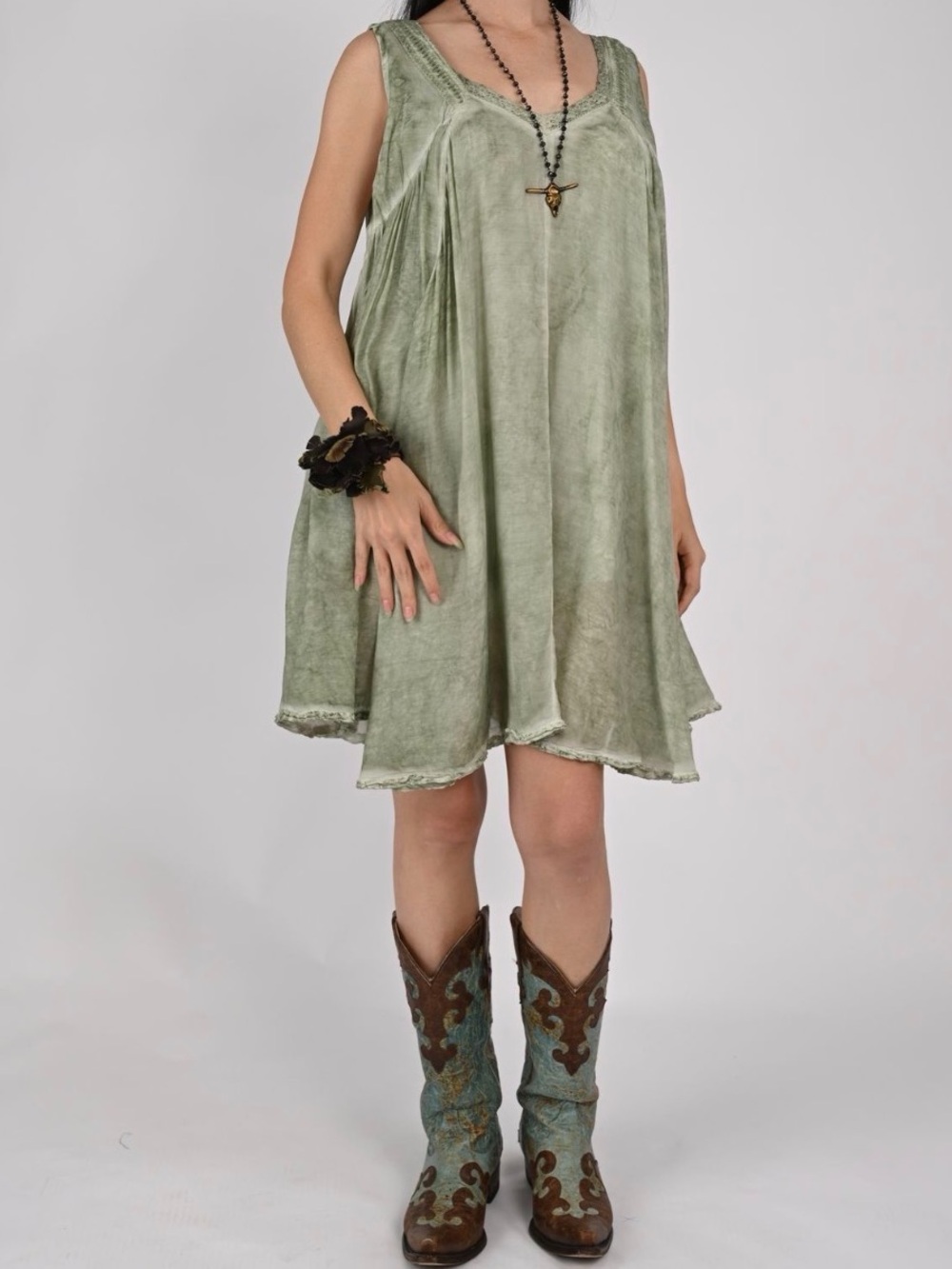 Light Sage Green Flowy Sleeveless Shortall